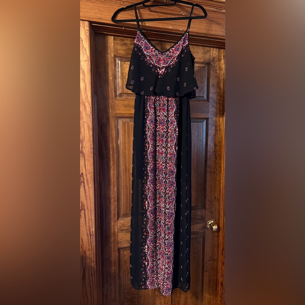 Women’s Black Floral Maxi Cami Dress